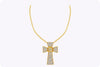 1.70 Carats Total Round Diamond Cross Pendant Necklace in Yellow Gold