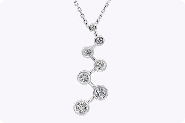 0.35 Carat Total Round Brilliant Diamond Journey Pendant Necklace in White Gold