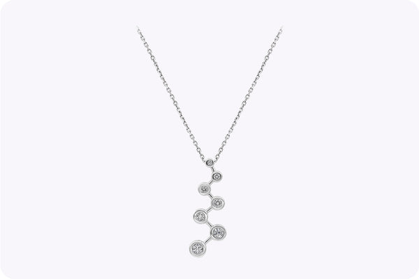 0.35 Carat Total Round Brilliant Diamond Journey Pendant Necklace in White Gold