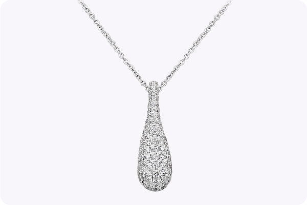 0.94 Carat Total Round Brilliant Cut Diamond Dome Pendant Necklace in White Gold