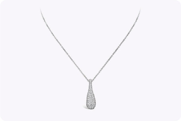 0.94 Carat Total Round Brilliant Cut Diamond Dome Pendant Necklace in White Gold