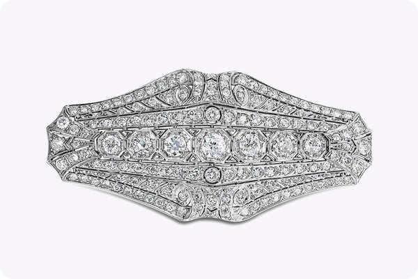 7.48 Carats Total Brilliant Round Cut Diamond Platinum Antique Pendant Brooch