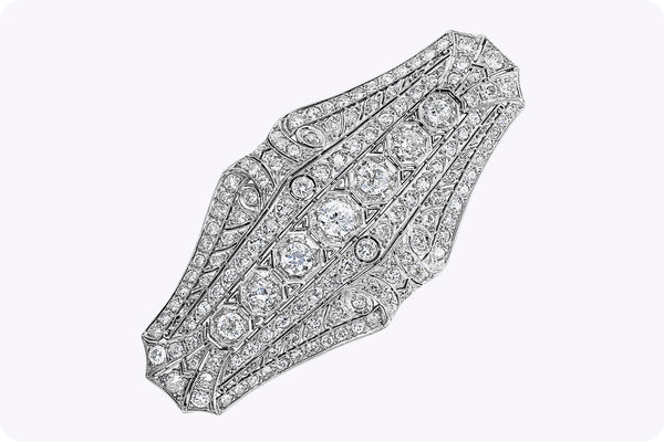 7.48 Carats Total Brilliant Round Cut Diamond Platinum Antique Pendant Brooch