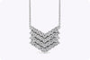 2.96 Carats Total Brilliant Round Diamond Chevron Pattern Pendant Necklace in White Gold