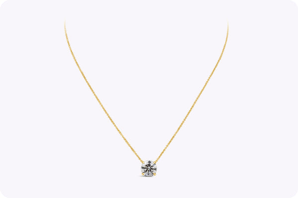 2.01 Carats Round Brilliant Diamond Solitaire Pendant Necklace in Yellow Gold