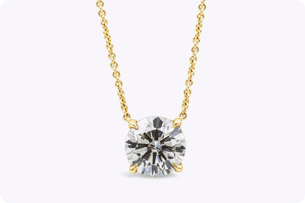 2.01 Carats Round Brilliant Diamond Solitaire Pendant Necklace in Yellow Gold