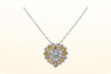 GIA Certified 10.02 Carat Heart Shape Diamond in Fancy Color Lion Mane Halo Pendant Necklace in Platinum
