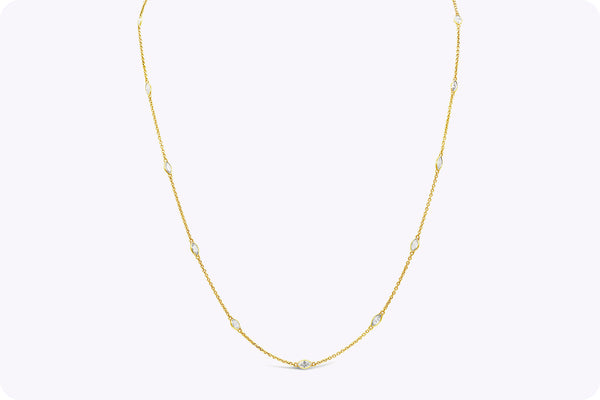 4.20 Carats Marquise Cut Diamonds By the Yard Necklace in Yellow Gold