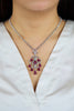 17.05 Carats Total Cabochon Ruby & Diamond Chandelier Necklace in White Gold