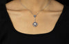 3.50 Carats Total Mixed Cut Blue Sapphire and Diamond Pendant Necklace in Platinum