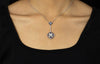 3.50 Carats Total Mixed-Cut Blue Sapphire & Diamond Pendant Necklace in Platinum