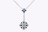 3.50 Carats Total Mixed-Cut Blue Sapphire & Diamond Pendant Necklace in Platinum