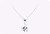 3.50 Carats Total Mixed-Cut Blue Sapphire & Diamond Pendant Necklace in Platinum