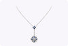 3.50 Carats Total Mixed Cut Blue Sapphire and Diamond Pendant Necklace in Platinum