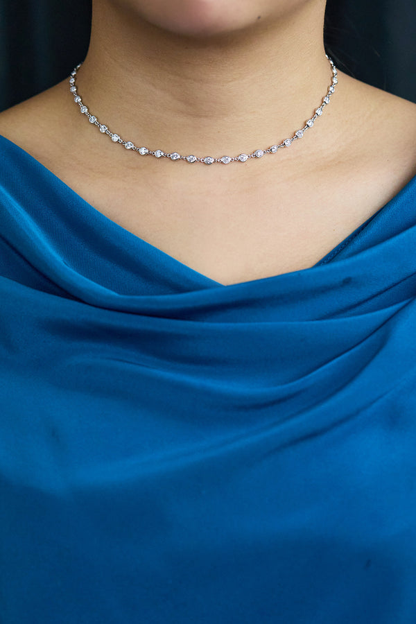 6.76 Carats Total Round Brilliant Cut Diamond By the Yard Necklace in Platinum