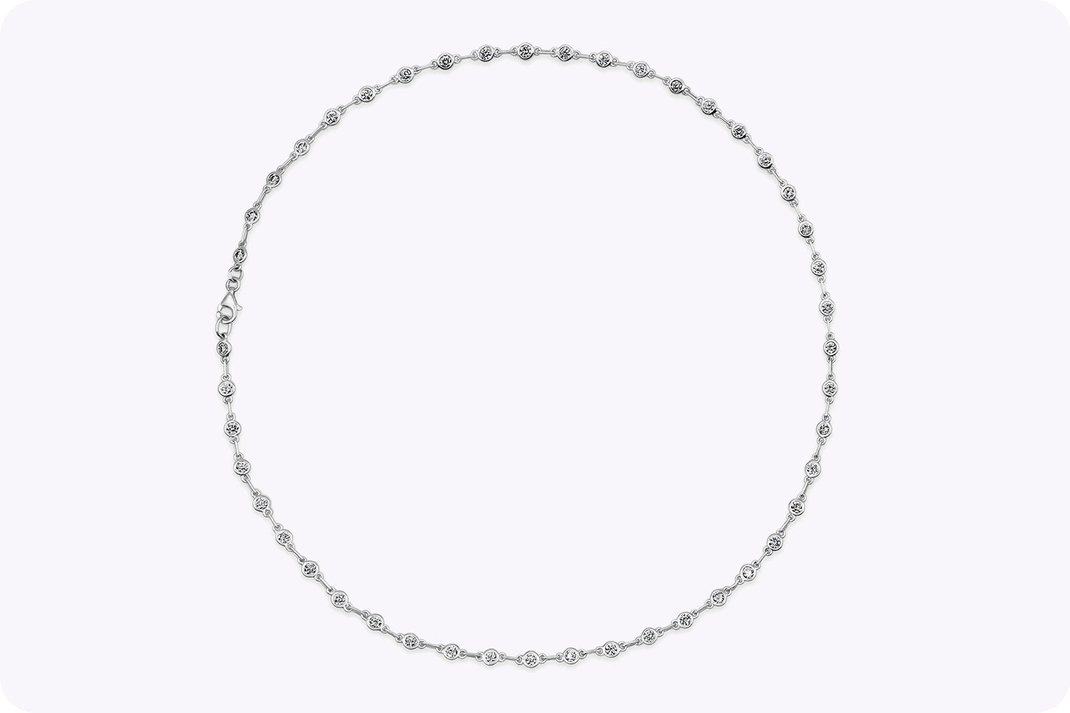 3.39 Carats Total Round Brilliant Cut Diamond Necklace in White Gold