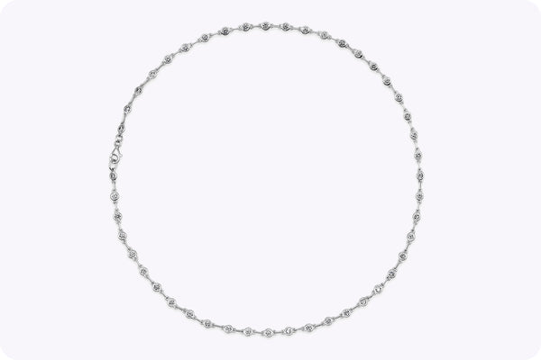 3.39 Carats Total Round Brilliant Cut Diamond Necklace in White Gold