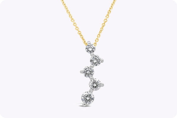 1.54 Carats Total Round Diamond Five-Stone Constellation Pendant Necklace in White Gold