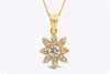 0.84 Carats Brilliant Round Diamond Starburst Pendant Necklace in Yellow Gold