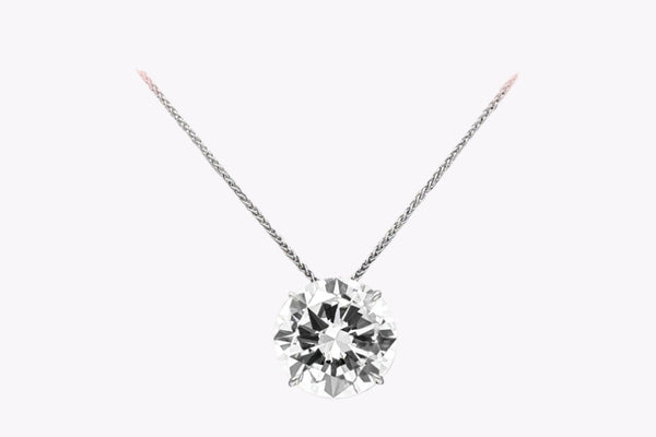 GIA Certified 9.17 Carats Round Brilliant Cut Diamond Solitaire Pendant Necklace in Platinum