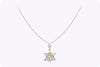 1.77 Carats Total Yellow and White Trillion Diamond Star Pendant Necklace in Yellow Gold and Platinum