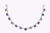 37.41 Carats Total Multi-Color Oval Cut Sapphire & Diamond Necklace in White Gold