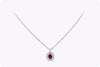 0.65 Carat Oval Cut Ruby & Diamond Halo Pendant Necklace in White Gold