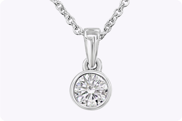 0.34 Carat Round Diamond Solitaire Pendant Necklace in White Gold