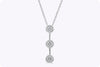 1.00 Carat Total Round Diamond Three-Stone Drop Pendant Necklace in White Gold