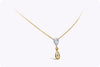 GIA Certified 1.18 Carat Pear Shape Fancy Intense Yellow Diamond Pendant Necklace in Yellow Gold and Platinum