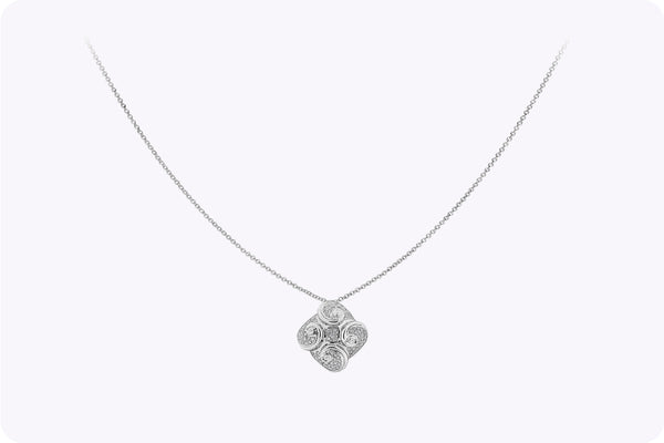 1.34 Carats Round Cut Diamond Swirl Fashion Pendant Necklace in White Gold