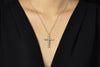 4.32 Carats Total Alternating Yellow and White Diamond Cross Pendant Necklace in White Gold and Platinum