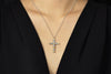 4.32 Carats Total Alternating Yellow & White Diamond Cross Pendant Necklace in White Gold & Platinum