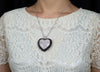 17.70 Carats Total Black and White Round Diamond Heart Shape Pendant Necklace in White Gold