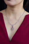 oval sapphire and diamond drop pendant necklace
