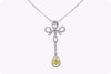 0.43 Carats Pear Shape Fancy Yellow Diamond with White Diamond Gold Drop Necklace in White & Yellow Gold