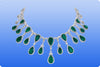 63.40 Carats Total Pear Shape Colombian Green Emerald and Diamond Necklace in White Gold