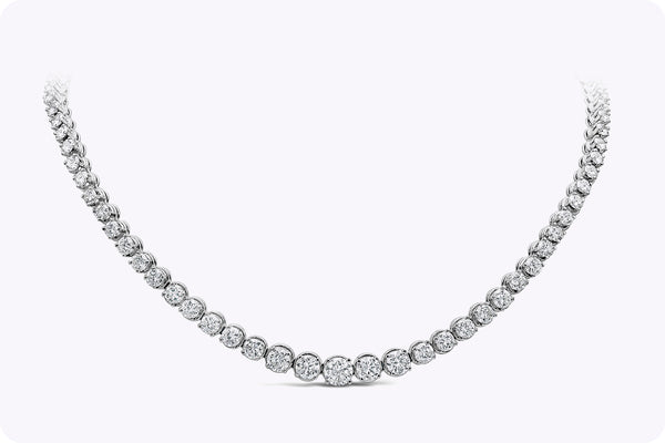 Vintage 16.10 Carats Total Round Brilliant Cut Diamond Tennis Necklace in Platinum