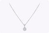 1.09 Carats Total Mixed Cut Diamond Double-Halo Pendant Necklace in White Gold