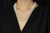 0.40 Carats Brilliant Round Diamond and Double Strand Pearl Necklace in Yellow Gold