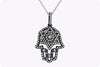 0.40 Carats Round Diamond Black Rhodium Hamsa Hand Pendant Necklace in Black Rhodium