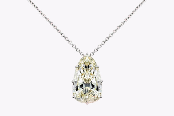 9.10 Carats Pear Shape Diamond Solitaire Pendant Necklace in Platinum