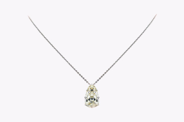 9.10 Carats Pear Shape Diamond Solitaire Pendant Necklace in Platinum