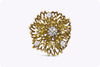 Antique Old European Cut Diamond Cluster Floral Brooch in Yellow Gold