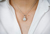 14.26 Carats Total Pearl and Round Shape Diamond Pendant Necklace in White Gold