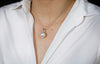 14.26 Carats Total Pearl & Round Cut Diamond Pendant Necklace in White Gold