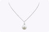 14.26 Carats Total Pearl & Round Cut Diamond Pendant Necklace in White Gold