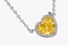 GIA Certified 7.77 Carats Heart Shape Yellow Diamond Pendant Necklace in Two-Tone Gold