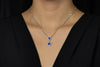 2.20 Carats Cushion Cut Sapphire with Diamond Halo Pendant Necklace in White Gold