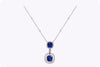 2.20 Carats Cushion Cut Sapphire with Diamond Halo Pendant Necklace in White Gold